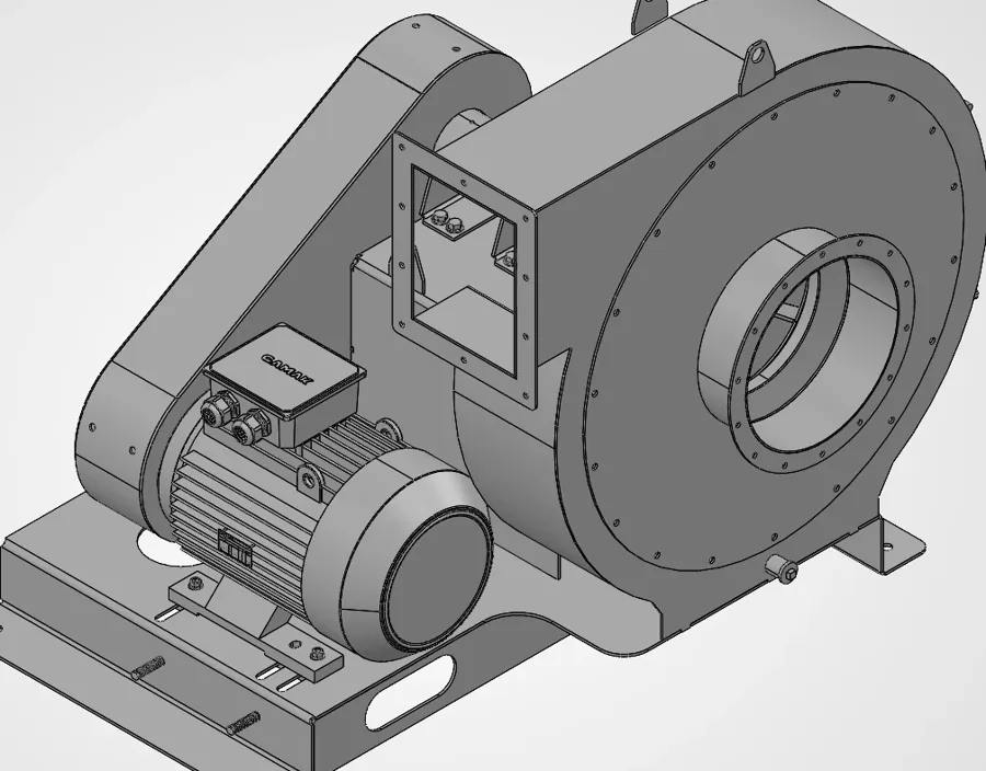 Centrifugal fan design — isometric view