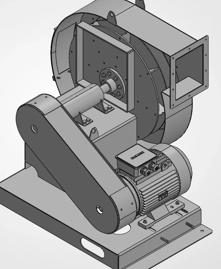 Centrifugal fan design — rear and drive side